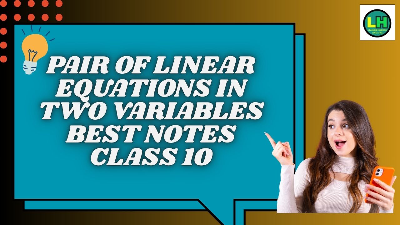 Pair of Linear Equations in Two Variables best notes class 10